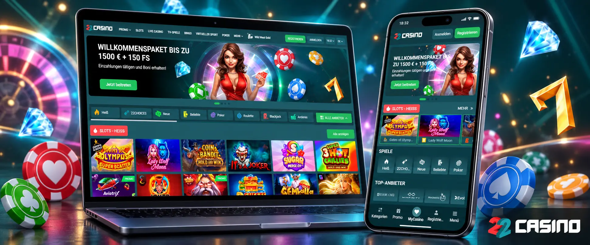 22Casino Spiele und Casino Auswahl